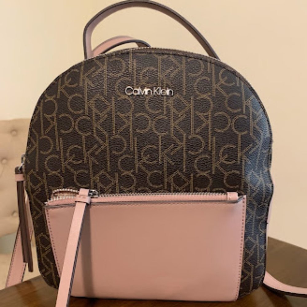 Calvin Klein Pink/Brown Fashion Backpack Purse (FREE SHIPPING!)
